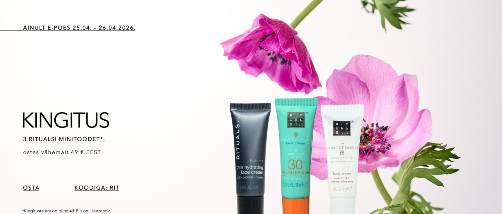 RITUALSi kinkekomplekt 3 minitootega koodiga rit