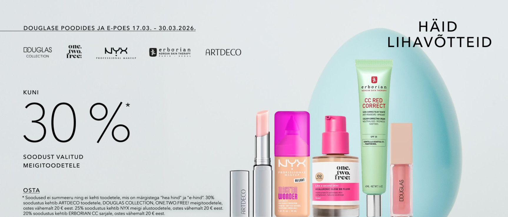 Häid lihavõttepühi - kuni 30% valitud meigitoodetele