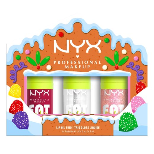 NYX PROFESSIONAL MAKEUP Holiday Fat Oil Trio Lip Gloss Kit 