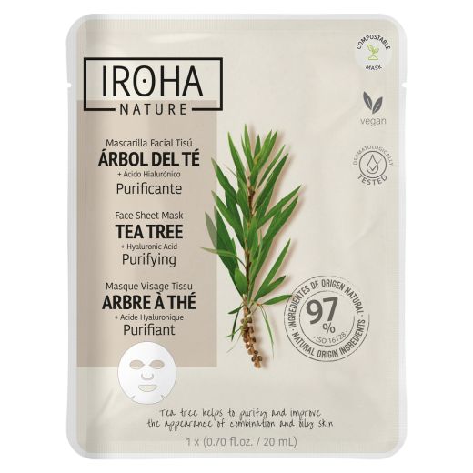 IROHA NATURE Purifying Face Sheet Mask Tea Tree And Hyaluronic Acid