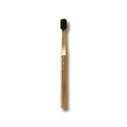 AUREZZI Toothbrush Black Bristles 24K Gold Soft Firmness
