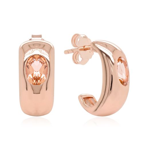 MARMARA STERLING 925 Silver Bold Brilliance Earrings Padparadcha, Rose Gold