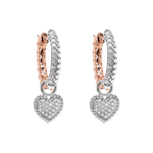 Marmara Sterling Pave Heart Charm Earrings