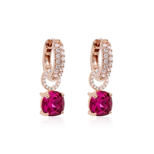 MARMARA STERLING 925 Silver Earrings Fucshia, Rose Gold