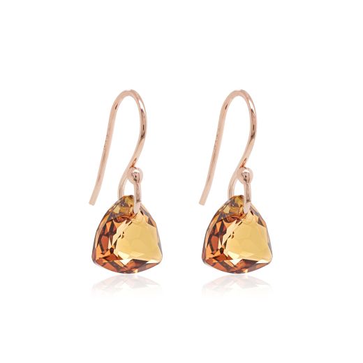 Marmara Sterling 925 Silver Earrings Light Amber Rose Gold