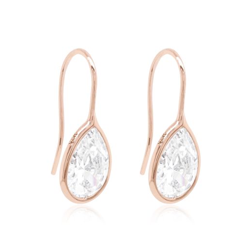 Marmara Sterling 925 Silver Drop Earrings White Rose Gold