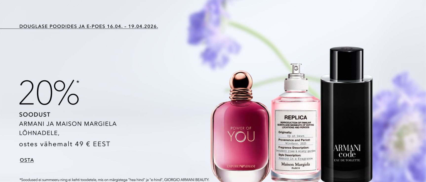 20%* Soodust Armani, Maison Margiel Toodetele