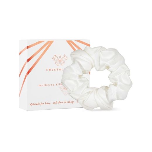 CRYSTALLOVE Silk Scrunchie - Ivory