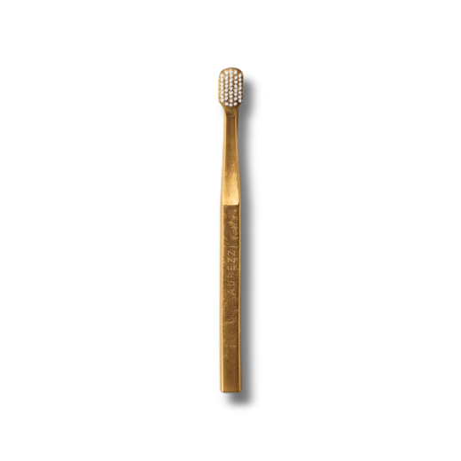 AUREZZI Toothbrush White Bristles 24K Gold Soft Firmness