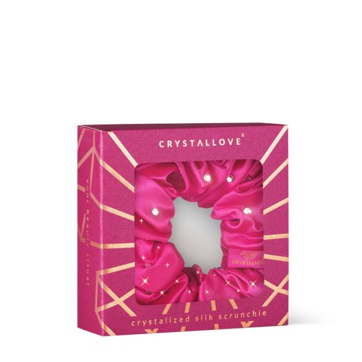 Crystallove Crystalized Silk Scrunchie - Hot Pink