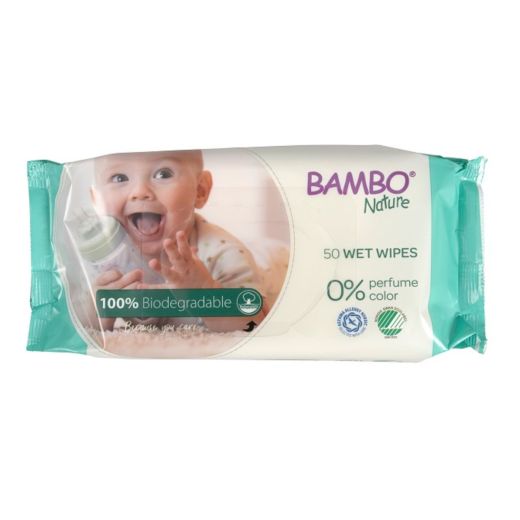 BAMBO NATURE Bambo Nature Biodegradable Wet Wipes, 50 Pcs