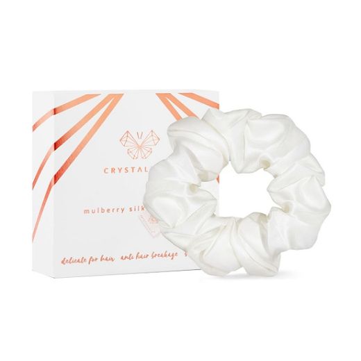 Crystallove Silk Scrunchie - Ivory