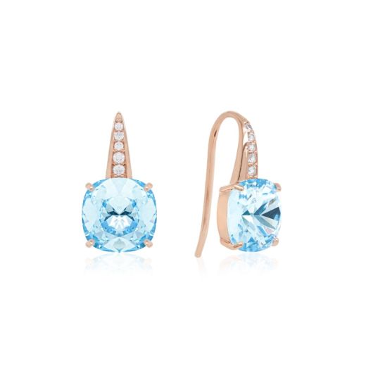 MARMARA STERLING 925 Silver Earrings Aquamarine, Rose Gold