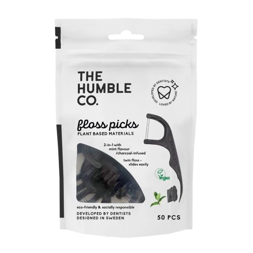 The Humble Co Natural Humble Floss Picks - Charcoal