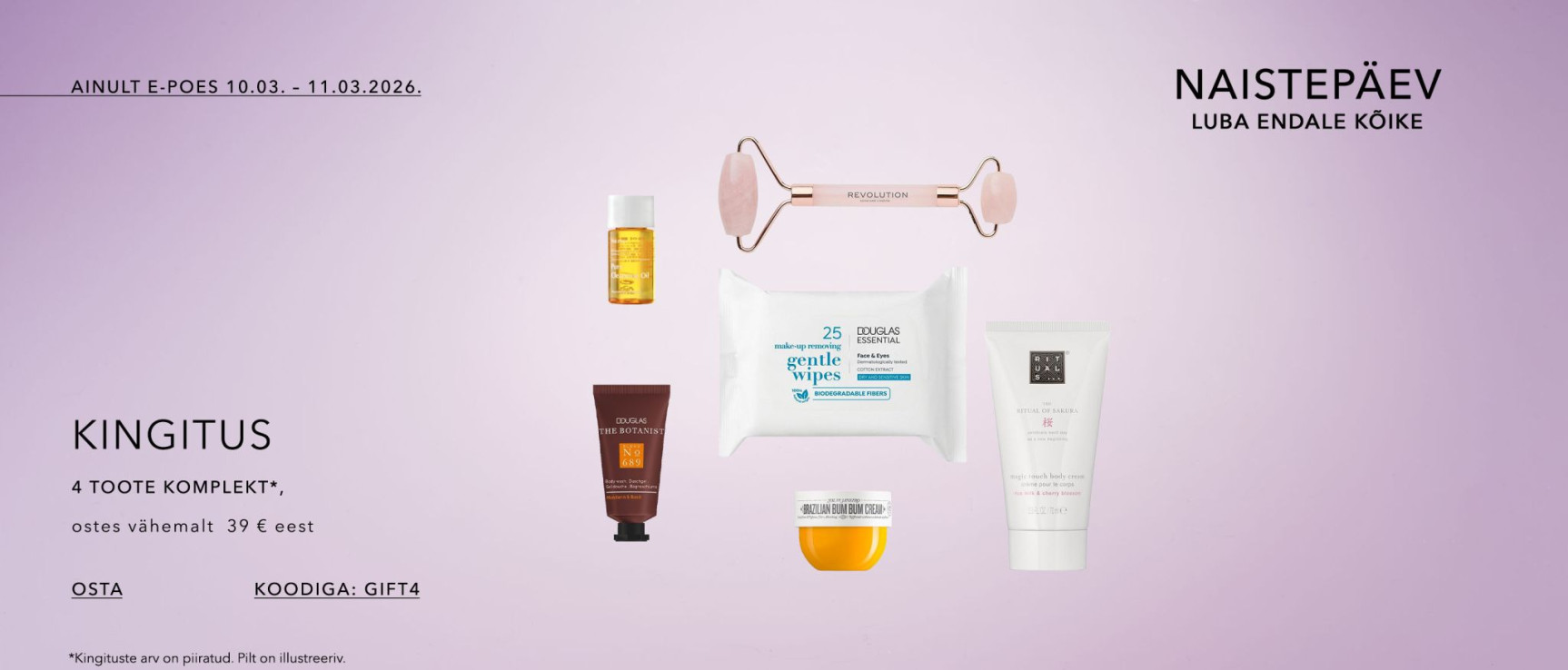Kingitus ostes vahemalt 39 eur eest Kodiga:gift4