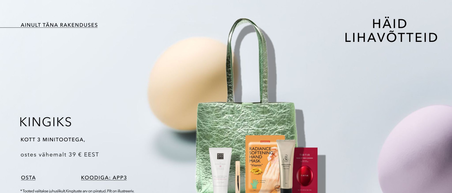 Kingitus -Ostukott 3 minitootega koodiga app3