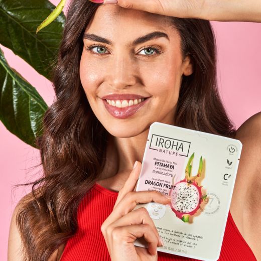IROHA NATURE Brightening Face Sheet Mask Dragon Fruit And Hyaluronic Acid