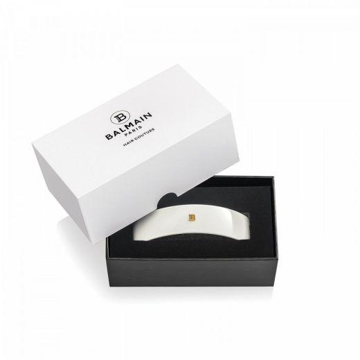 BALMAIN Cellulose Acetate Barrette Pour Cheveux Large White