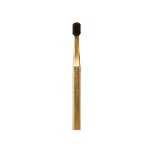 AUREZZI Toothbrush Black Bristles 24K Gold Medium Firmness