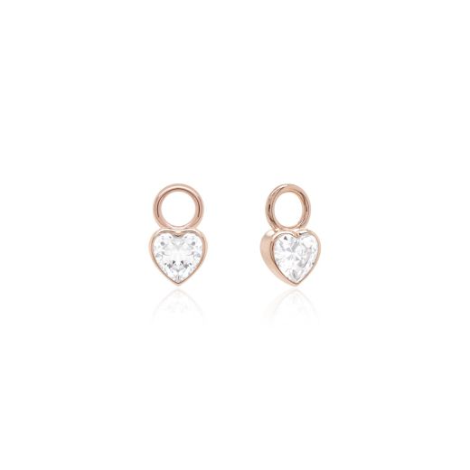 MARMARA STERLING 925 Silver Heart Earring Pendants White, Rose Gold