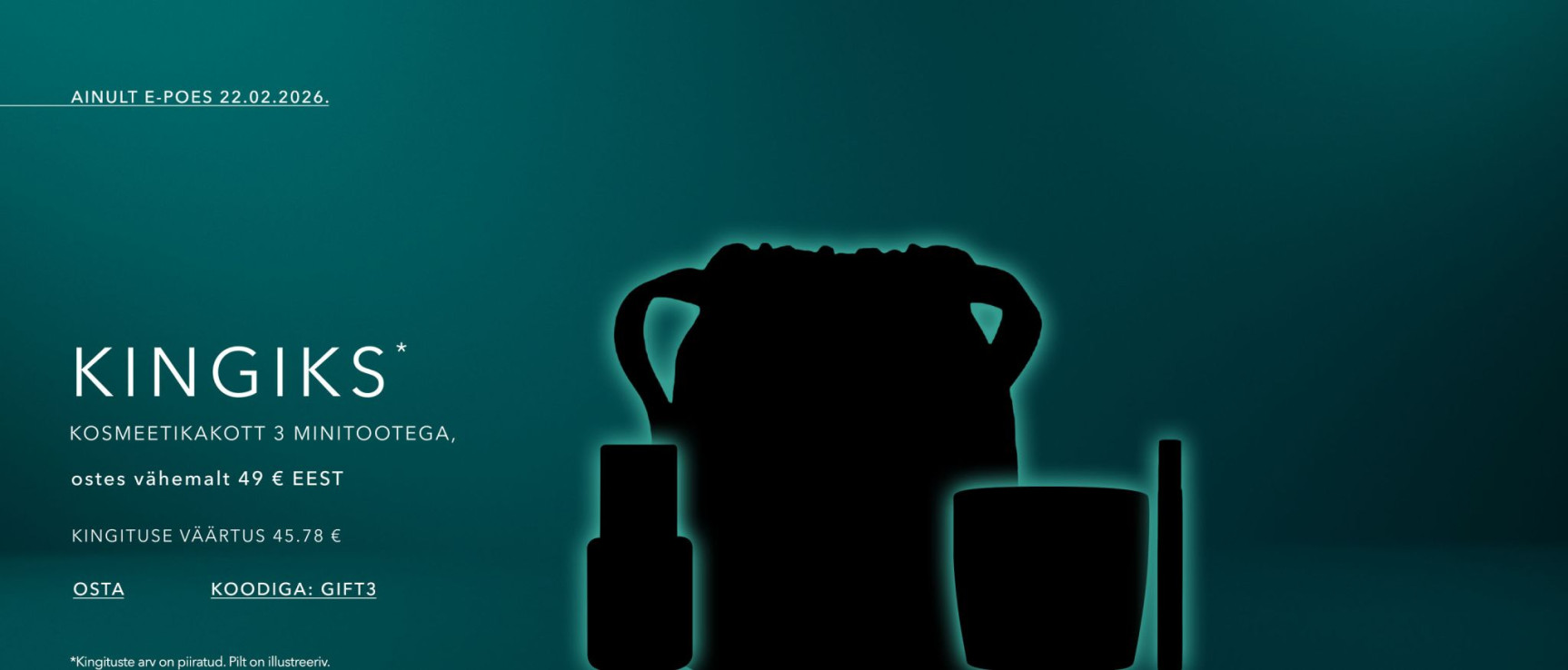 Kingiks kosmeetikakott 3 minitootega