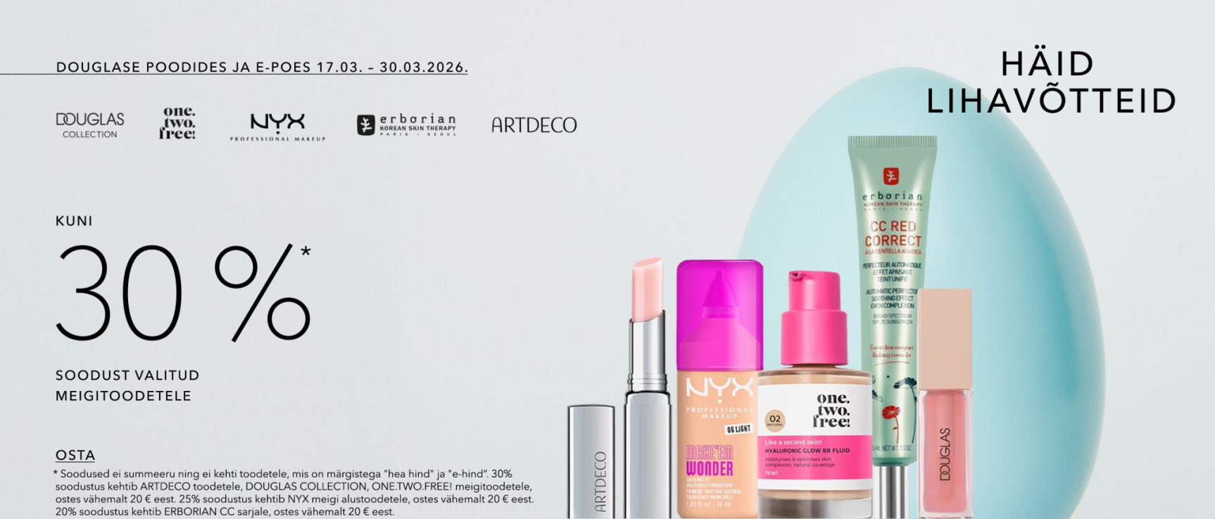 Häid lihavõttepühi - kuni 30% valitud meigitoodetele